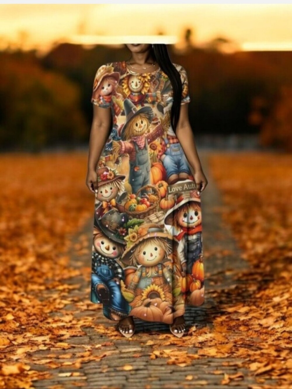 Autumn Scarecrow Kids' Costume Dress - Orange Multi